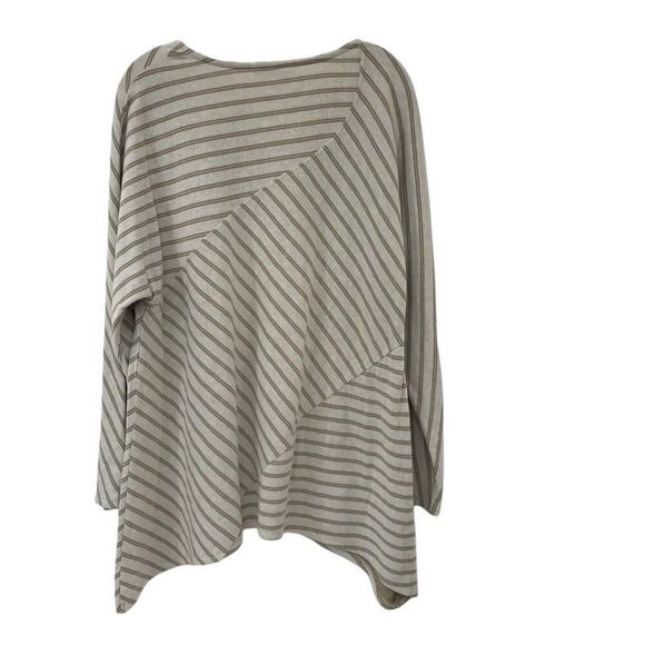 Soft Surroundings Asymmetrical Hem Long Sleeve Striped Blouse Sz Large Lagenlook - Picture 2 of 4